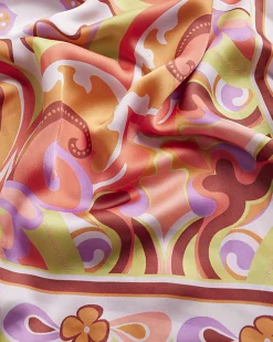 Orange Satin Paisley Print Scarf