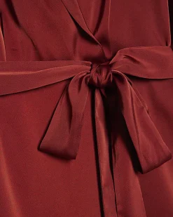 Orange Satin Wrap Front Mini Dress