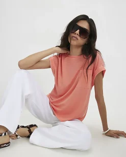 Orange Short Sleeve Burnout Effect T-Shirt