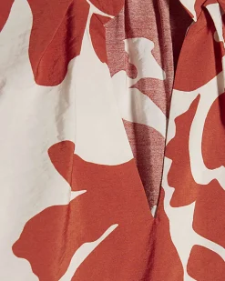 Orange Short Sleeve Printed Blouse