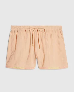 Orange Textured Beach Shorts