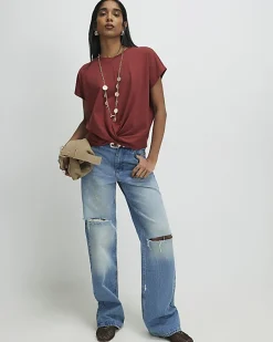 Orange Twist Front T-Shirt