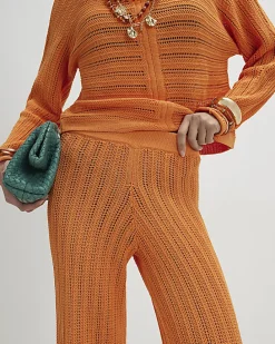 Orange Wide Leg Knitted Trouser