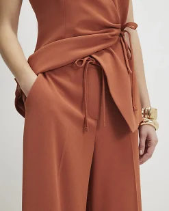 Orange Wide Leg Tailored Trousers