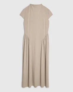 Petite Beige Fitted Waist Maxi Dress