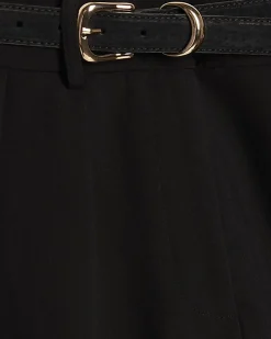 Petite Black Belted Wide Leg Trousers