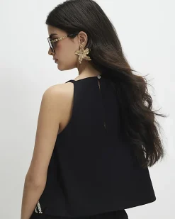 Petite Black Craft Stitch Tank Top