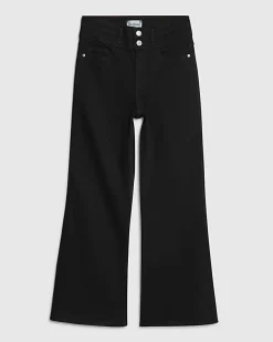 Petite Black High Rise Relaxed Flare Jeans