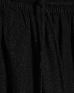 Petite Black Linen Blend Wide Leg Trousers