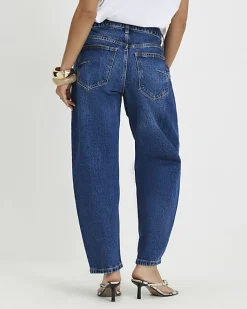 Petite Blue Barrel Leg Jeans