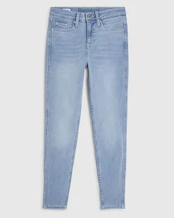 Petite Blue Contrast Stitch Skinny Jeans