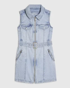 Petite Blue Denim Sleeveless Mini Dress