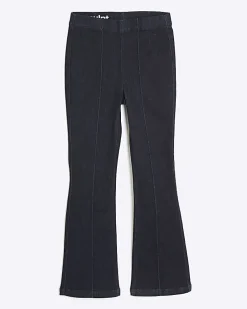 Petite Blue High Waisted Pull On Flared Jeans
