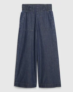 Petite Blue Pull On Wide Leg Jeans