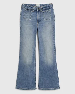 Petite Blue Relaxed Flare Jeans