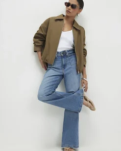 Petite Blue Relaxed Flare Jeans