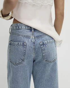 Petite Blue Relaxed Straight Leg Jeans