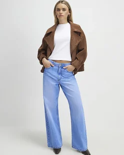 Petite Blue Relaxed Straight Leg Jeans