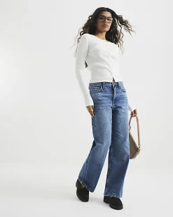 Petite Blue Relaxed Straight Jeans