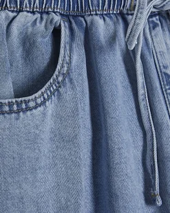 Petite Blue Wide Leg Pyjama Style Jeans