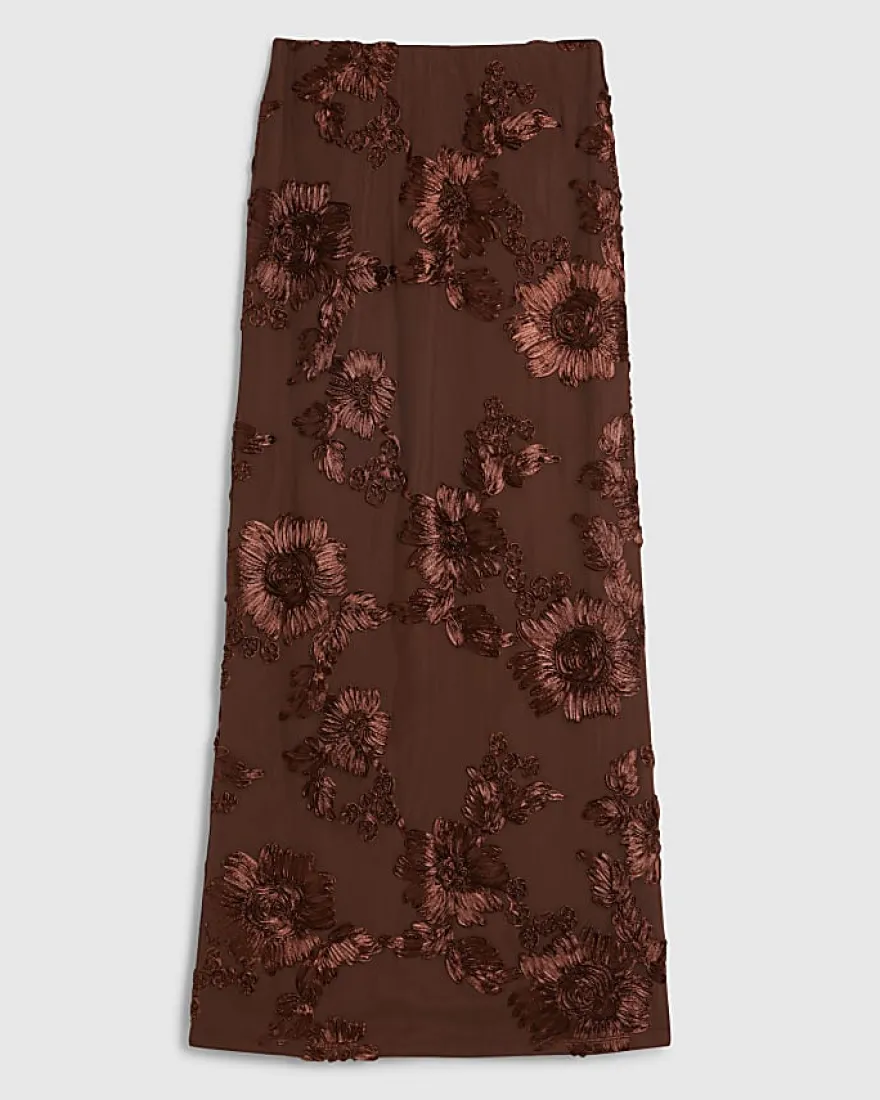 Petite Brown Cornelli Maxi Skirt