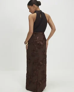 Petite Brown Cornelli Maxi Skirt