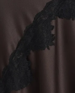 Petite Brown Lace Hybrid Drape Midi Dress