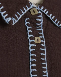 Petite Brown Whipstitch Shirt