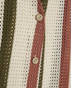 Petite Cream Crochet Stripe Shirt