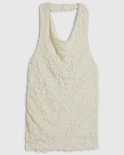 Petite Cream Lace Halter Cowl Neck Top
