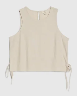 Petite Cream Linen Blend Tank Top