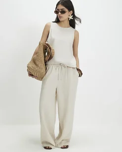 Petite Cream Linen Blend Tank Top