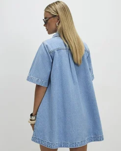 Petite Denim Button Through Dress