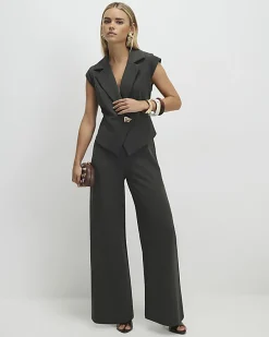 Petite Green Cap Sleeve Wide Leg Jumpsuit