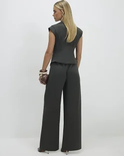 Petite Green Cap Sleeve Wide Leg Jumpsuit