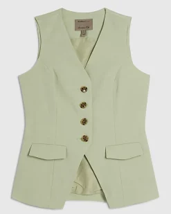 Petite Green Tie Detail Waistcoat