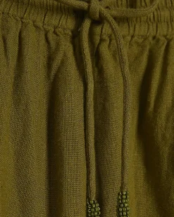 Petite Khaki Linen Blend Trousers