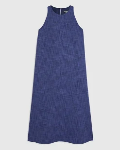 Petite Navy Cotton Midi Dress