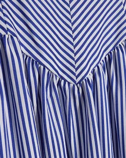 Petite Navy V Neck Stripe Midi Dress