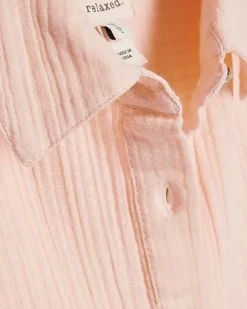 Petite Pink Crinkle Long Sleeve Beach Shirt