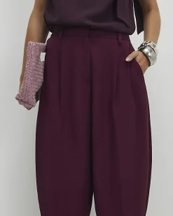 Petite Red Barrel Leg Trousers