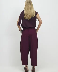 Petite Red Barrel Leg Trousers