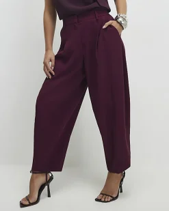 Petite Red Barrel Leg Trousers