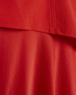 Petite Red Satin Hybrid Midi Dress
