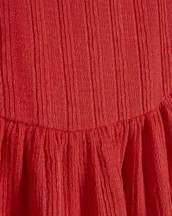 Petite Red Textured Midi Dress