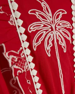 Petite Red Tropical Broderie Playsuit