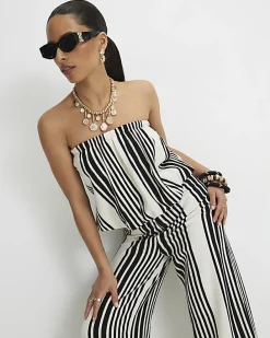 Petite White Stripe Bubble Bandeau Top
