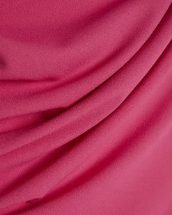 Pink Asymmetric Drape Wrap Midi Dress