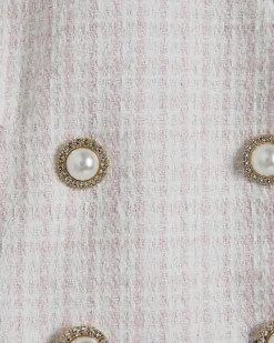 Pink Boucle Hybrid Cropped Blazer