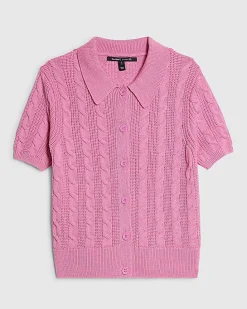 Pink Cable Knit Polo